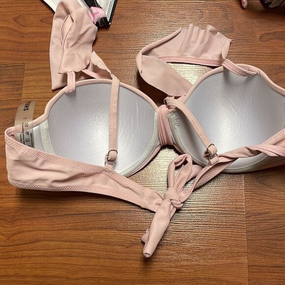 Mommy and me Striped & Flamingo Print Tie Side Bikini Swimsuits - Picture 14 of 16